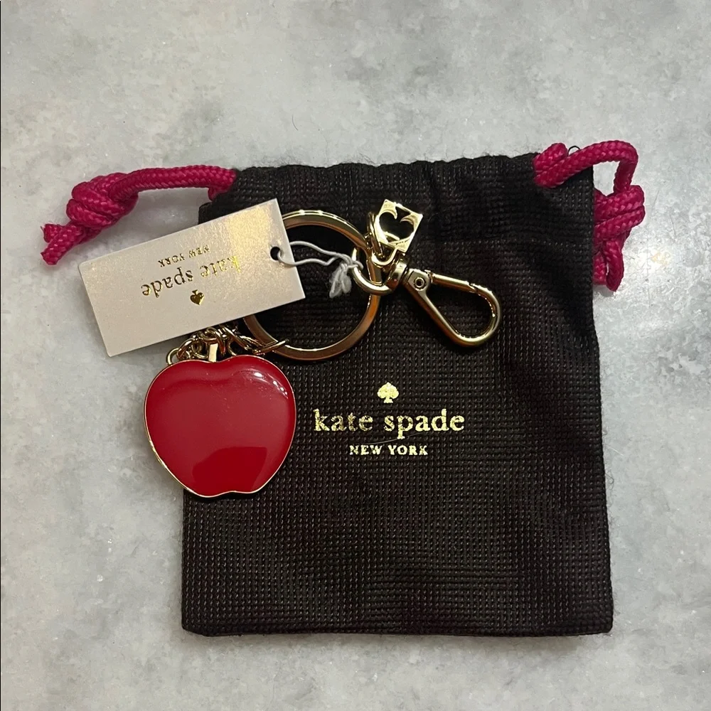 KATE SPADE Vintage Red Enamel Apple Keychain Bag Charm